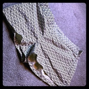 Express Patterned Cream & Black Shorts